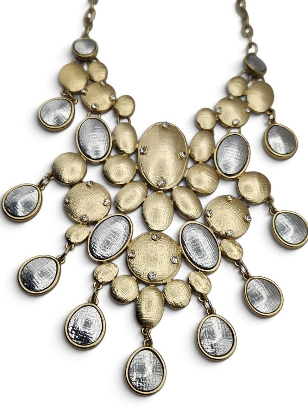 Chico's Gold and Silver Statement Bib Necklace - Women Jewelry